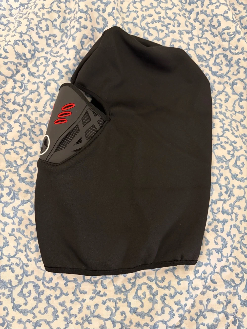 Black Balaclava Face Mask with Vent and Red Accents Ski Motorcycle